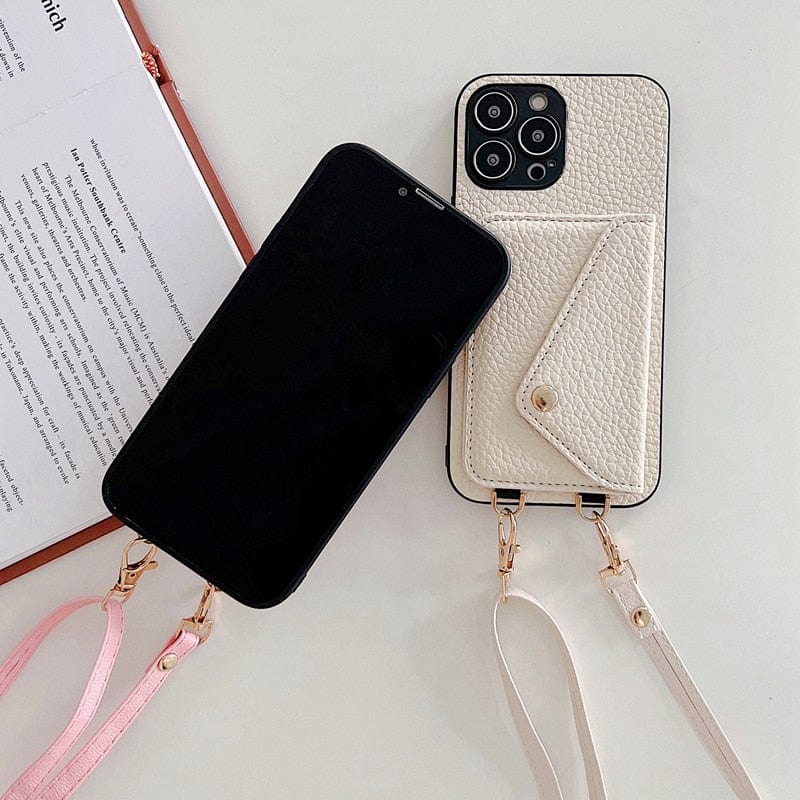 Luxury Crossbody strap lanyard wallet leather case for iPhone 13 11 12 11pro 14pro max 12mini x xr xs card holder phone cover