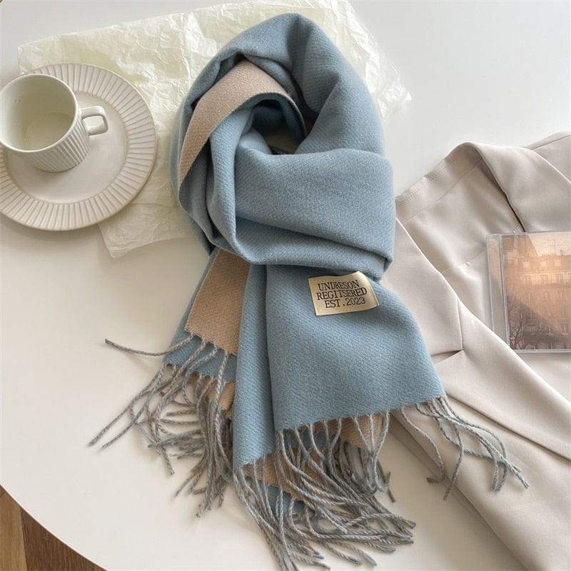 Fashion Solid Warm Scarf New Design Pashmina Winter Double Side Diffrent Color Shawl Wraps Bufanda with Tassel Blanket