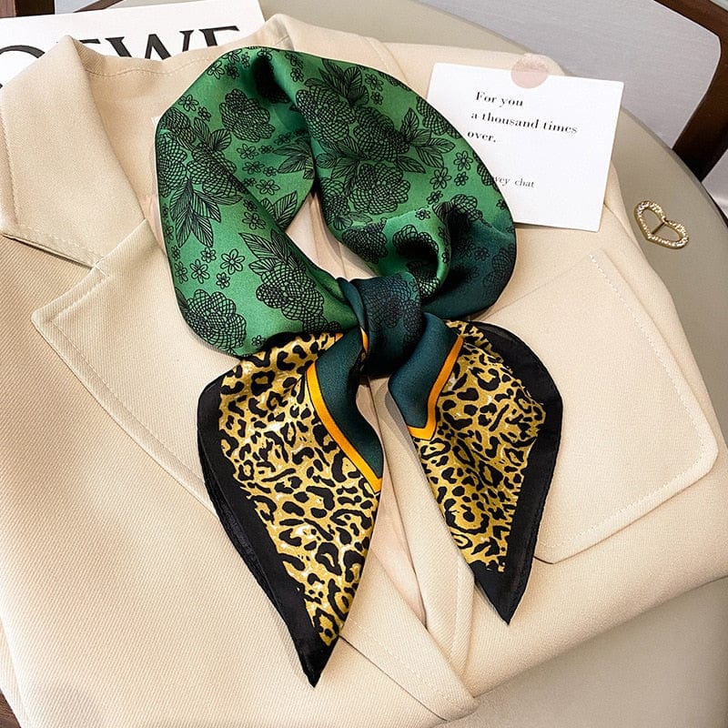 2023 Silk Shawl Print Headscarf Hair Wrap Neckerchief Female Satin Square Scarf For Women Headband Foulard