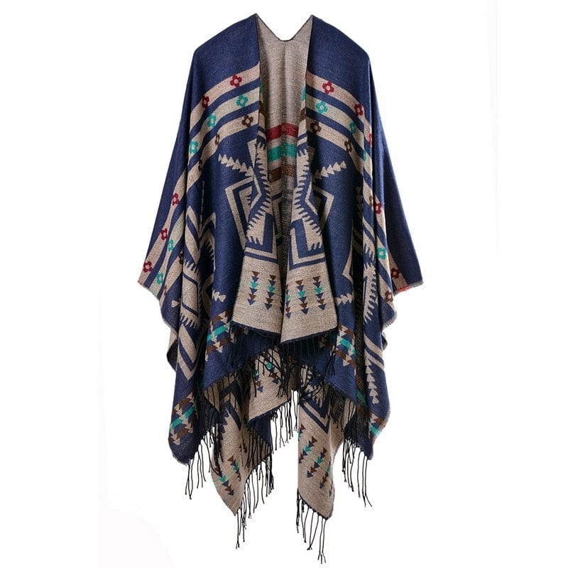 European American Popular Tassel Thickened National Style Travel Fork Shawl Scarf in autumn Ponchos Capes P9