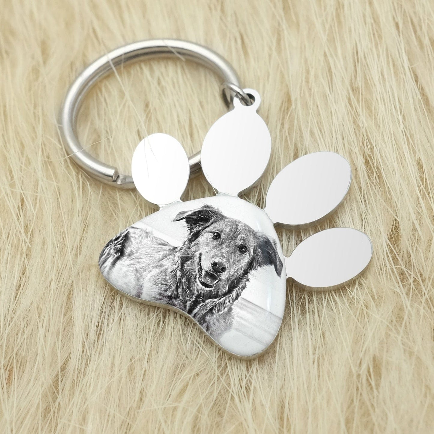 Custom Photo Engraved Memorial Key Chain Your Dog Pet Portrait Customize Gift