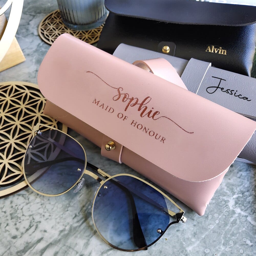 Personalized Handmade Glasses Case Wedding Bridesmaid Gifts Custom Soft Leather Case Honeymoon Birthday Bride to be Travel Gifts