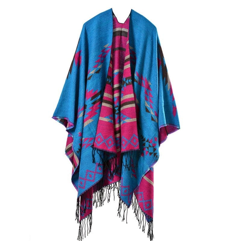 European American Popular Tassel Thickened National Style Travel Fork Shawl Scarf in autumn Ponchos Capes P9