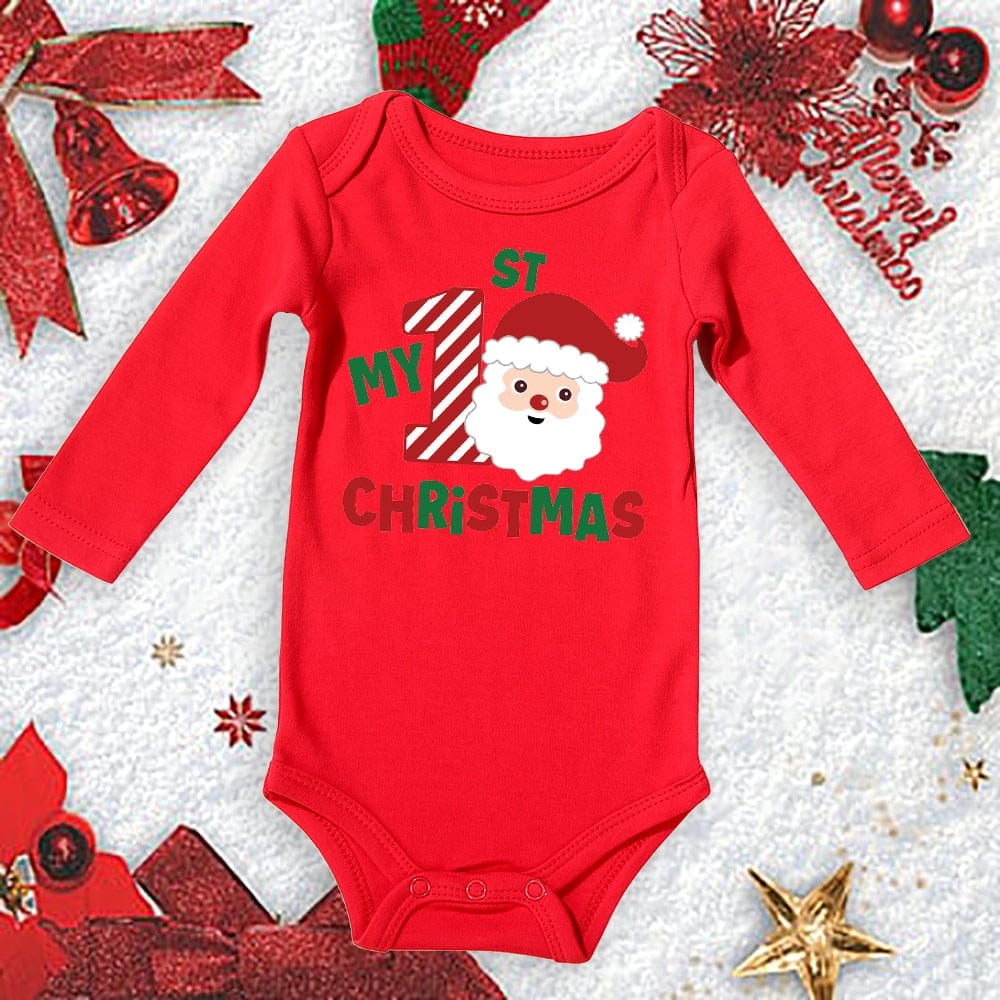 Baby First Christmas New Born Baby Bodysuits Clothes Ropa Toddler Girl Red Long Short Romper Jumpsuit Outfit Christmas Gifts