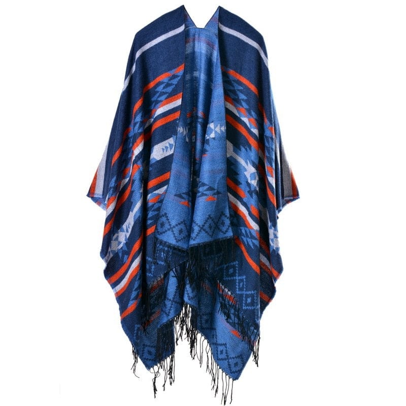 European American Popular Tassel Thickened National Style Travel Fork Shawl Scarf in autumn Ponchos Capes P9