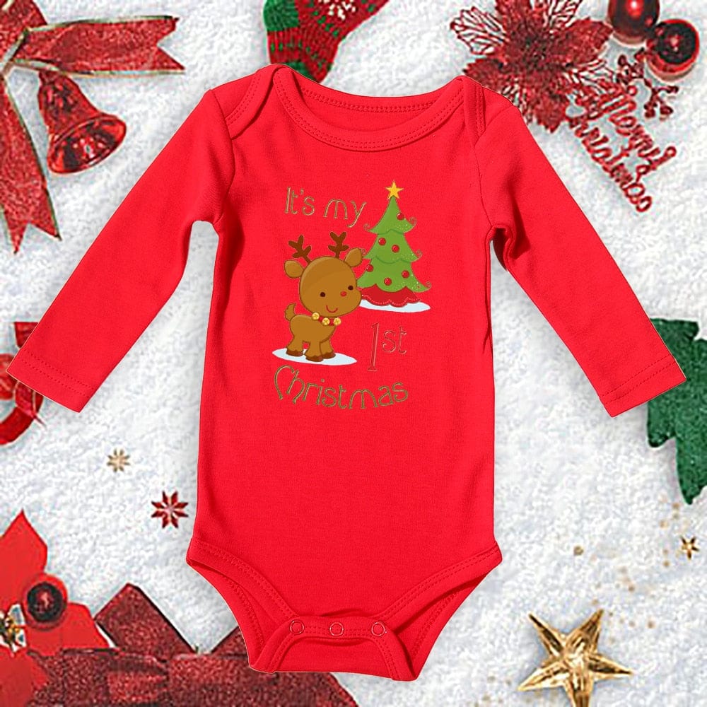 Baby First Christmas New Born Baby Bodysuits Clothes Ropa Toddler Girl Red Long Short Romper Jumpsuit Outfit Christmas Gifts