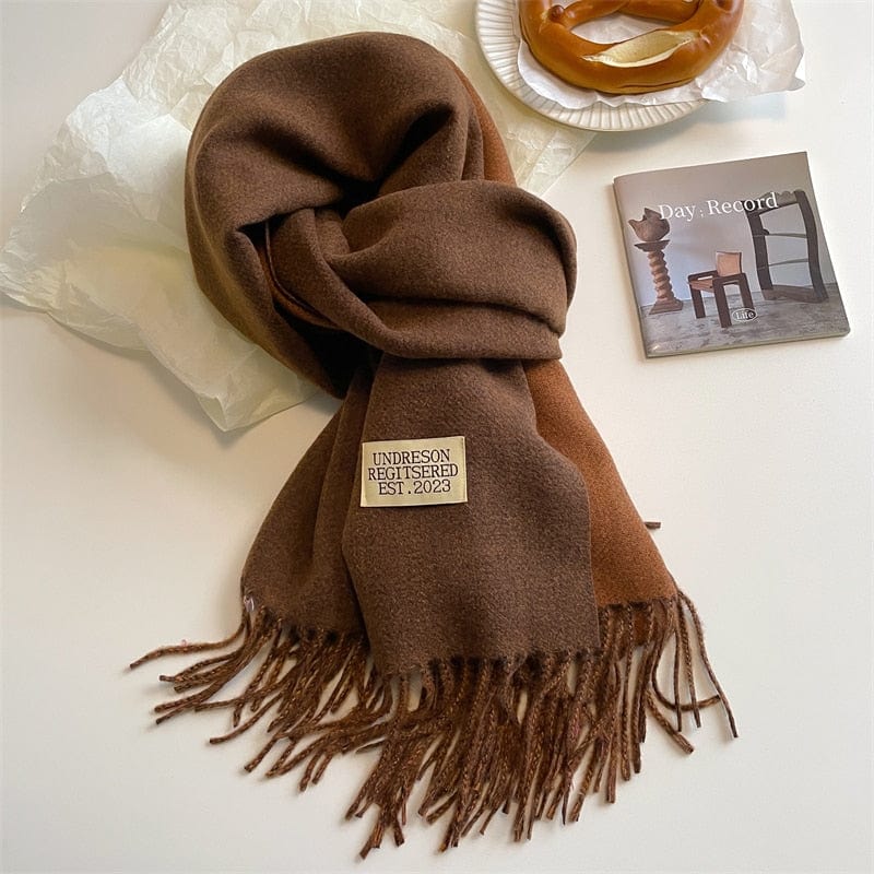 Fashion Solid Warm Scarf New Design Pashmina Winter Double Side Diffrent Color Shawl Wraps Bufanda with Tassel Blanket