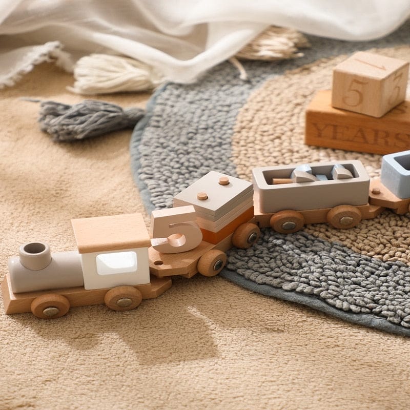 Wooden Train Birthday Toy  Learning Toys Baby Educational Toys  Wooden Trolley  Baby Learning Toys  Number Of Wood Baby's Toys