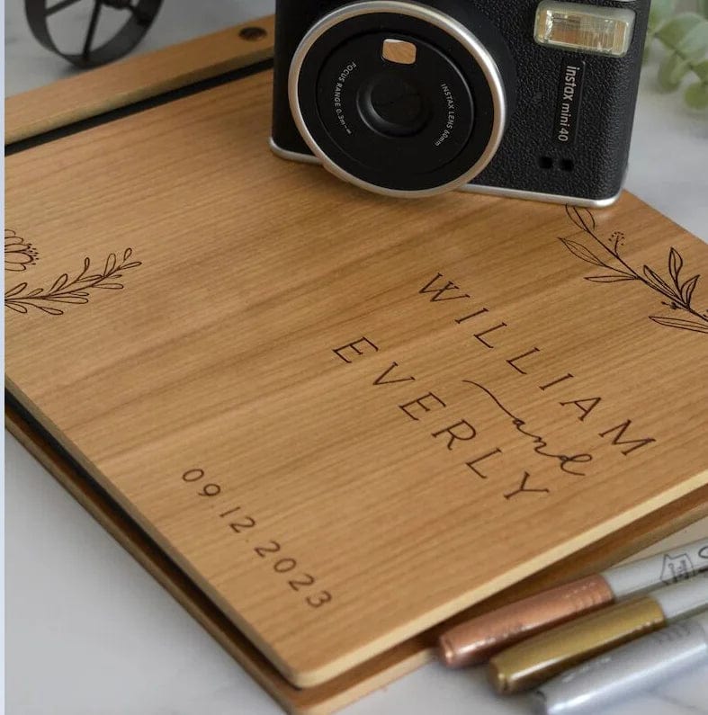 Personalized Laser Engraved Wooden Wedding Guest Book