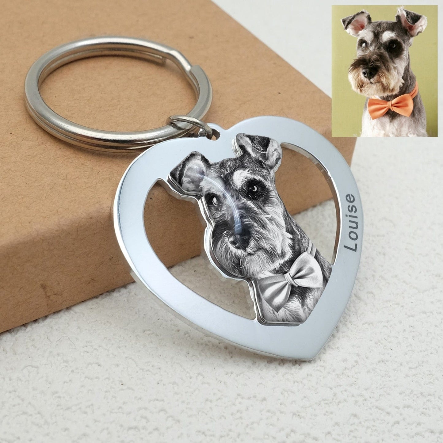 Custom Photo Engraved Memorial Key Chain Your Dog Pet Portrait Customize Gift