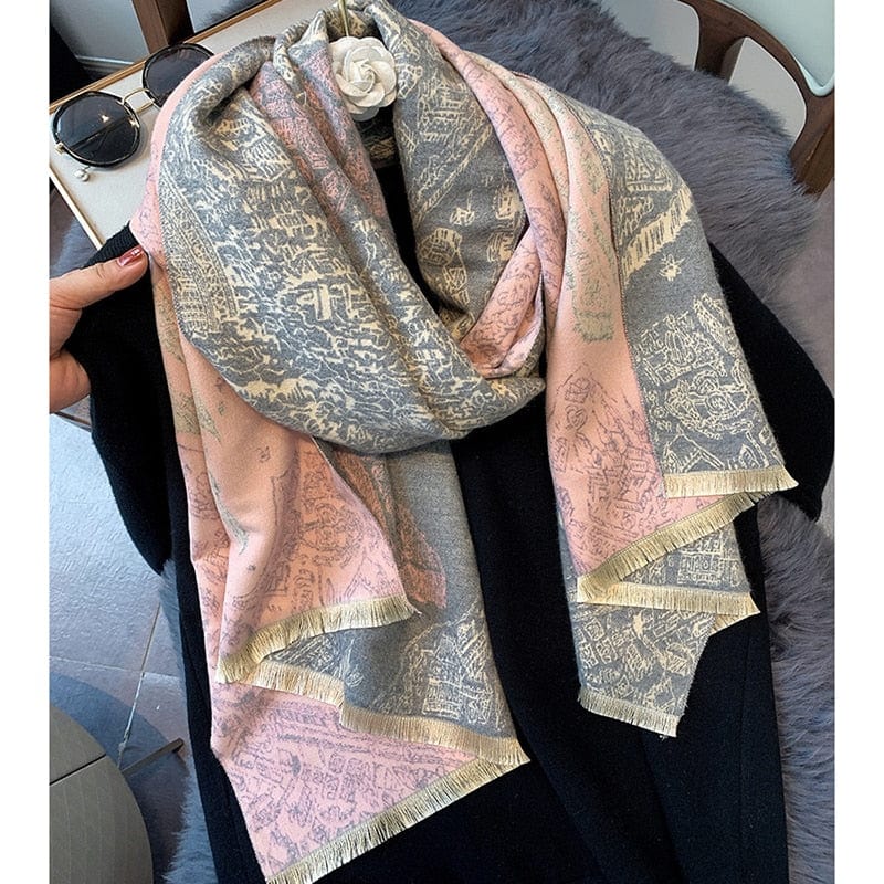 Luxury Winter Scarf Women Design Warm Pashmina Scarves Female Shawl Wraps Thick Foulard