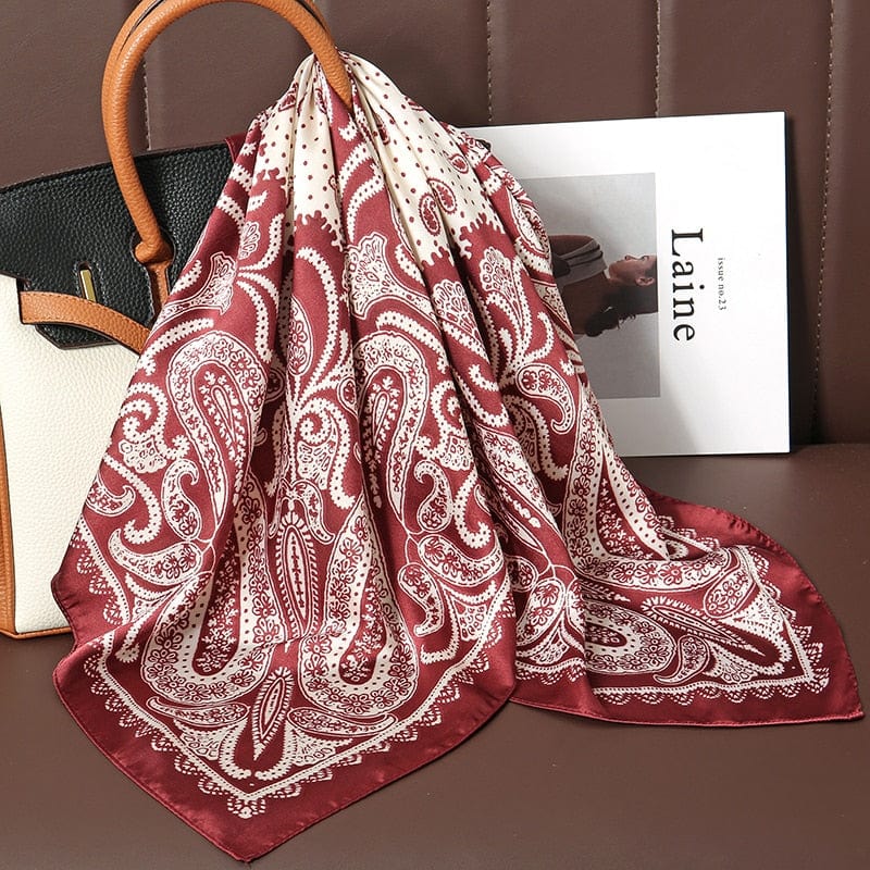 2023 Silk Shawl Print Headscarf Hair Wrap Neckerchief Female Satin Square Scarf For Women Headband Foulard