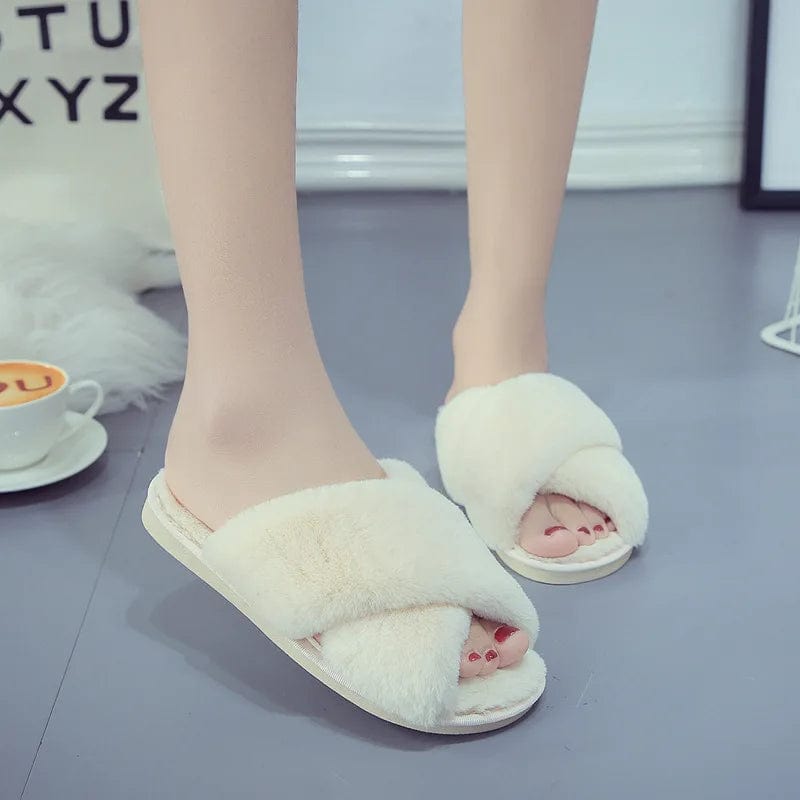 Bridal Party Fluffy Open-Toed Slippers