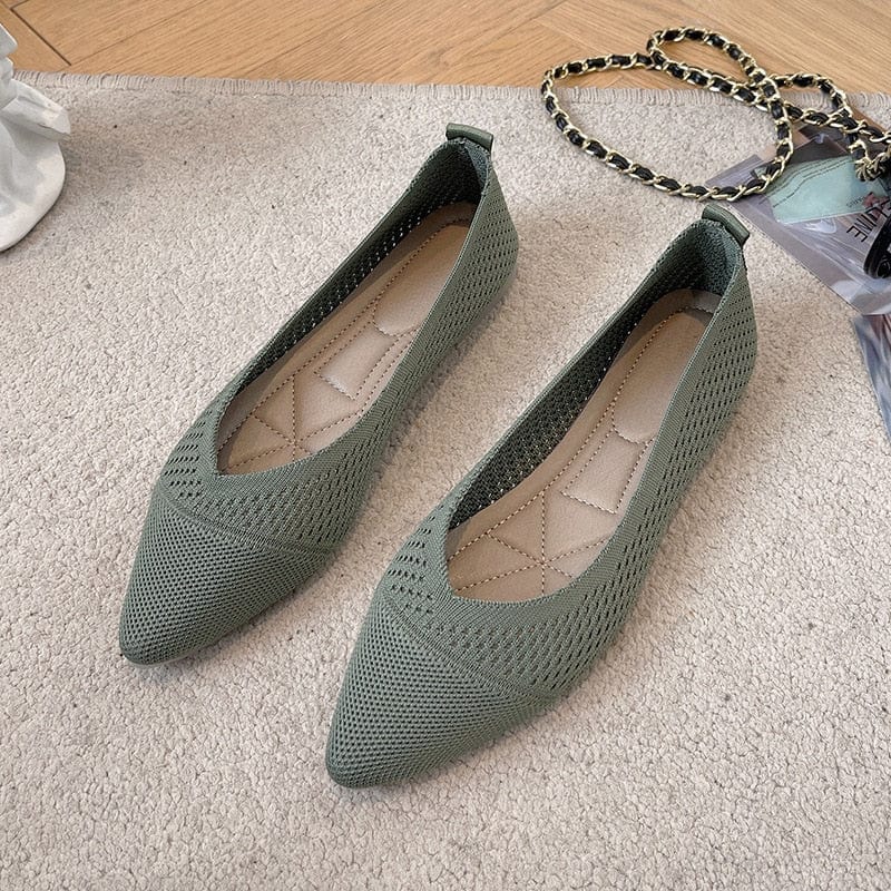 Solid Colour Knitting Flat Shoes for Women Fashion Female Casual Ballet Flats Footware Breathable Mesh Comfort Loafers