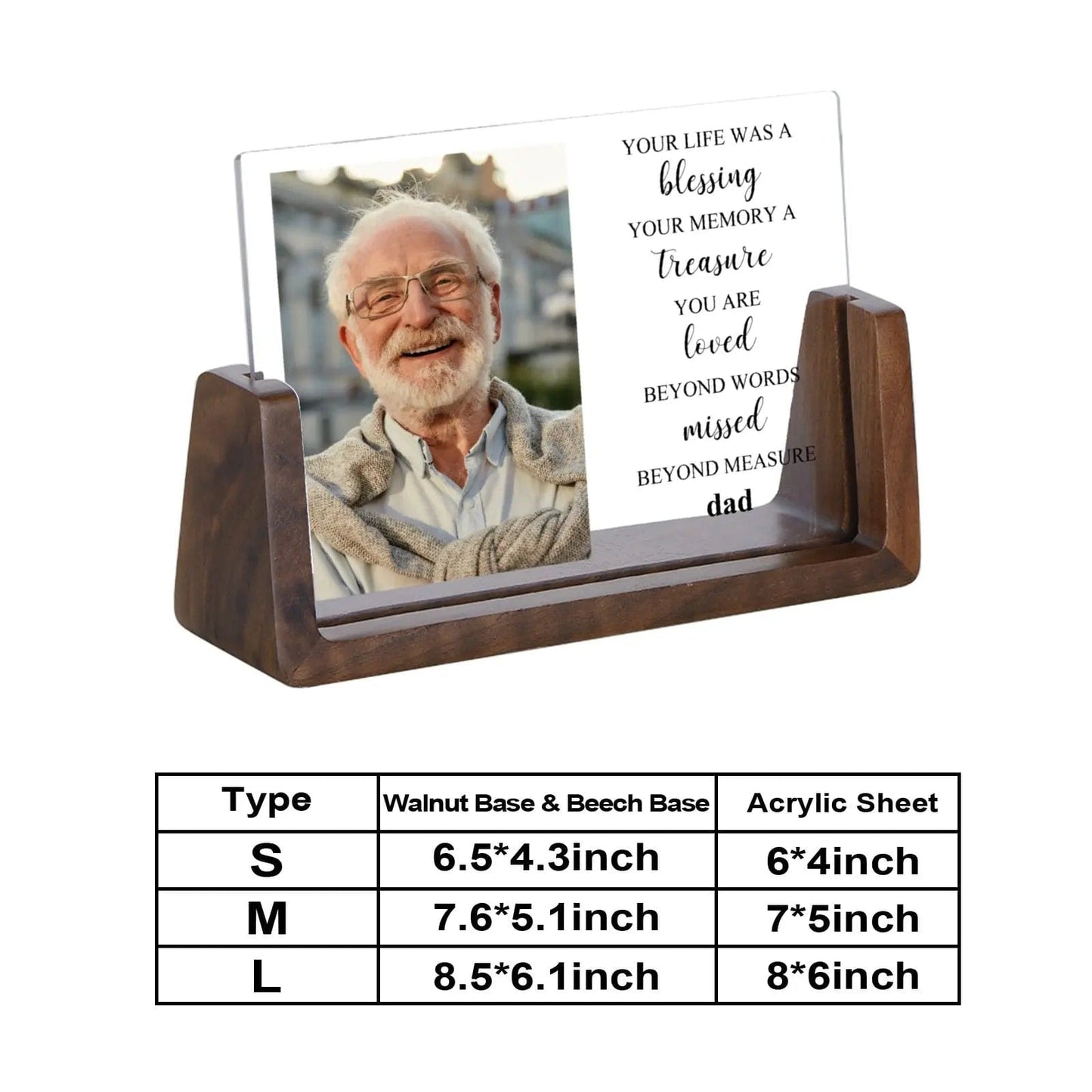 Personalized Photo Frame Acrylic Remembrance Plaque