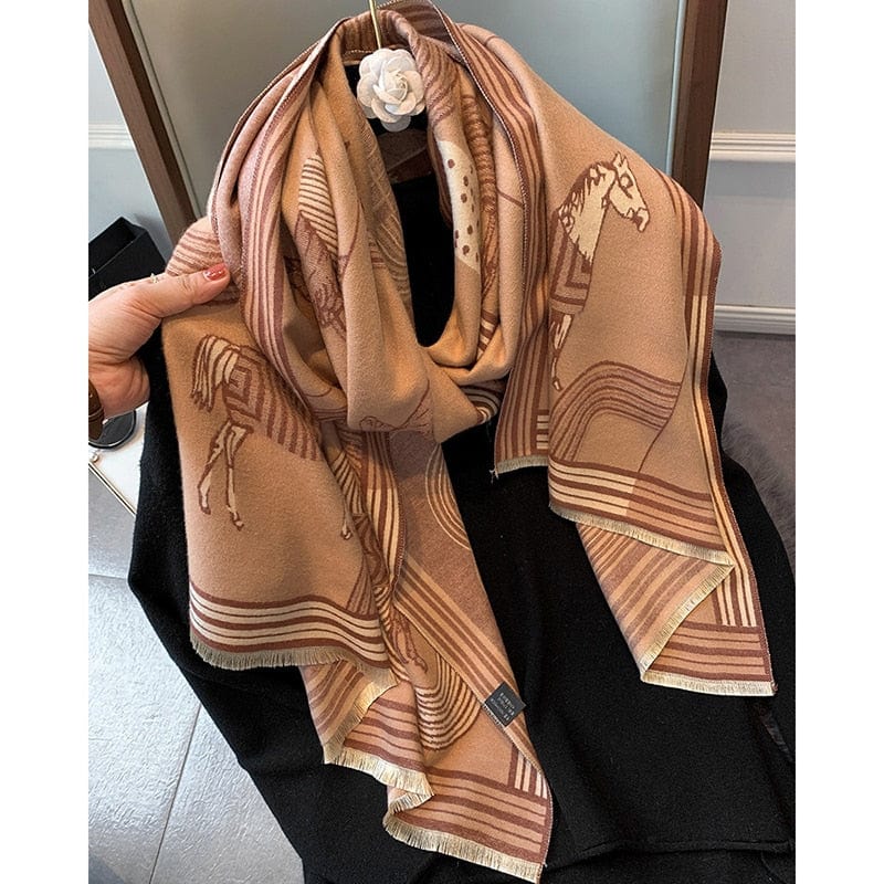 Luxury Winter Scarf Women Design Warm Pashmina Scarves Female Shawl Wraps Thick Foulard