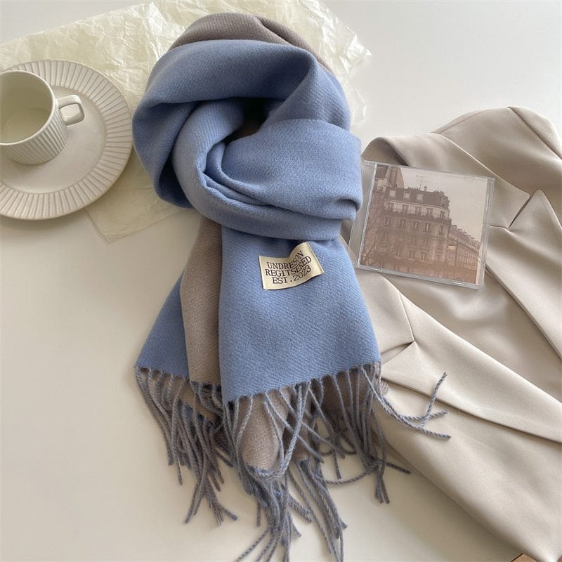 Fashion Solid Warm Scarf New Design Pashmina Winter Double Side Diffrent Color Shawl Wraps Bufanda with Tassel Blanket