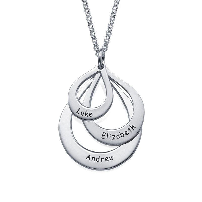 Personalized Jewelry Water Drop Family Name Necklaces Stainless Steel Customized Necklaces Pendants Women Mothers Day Gift