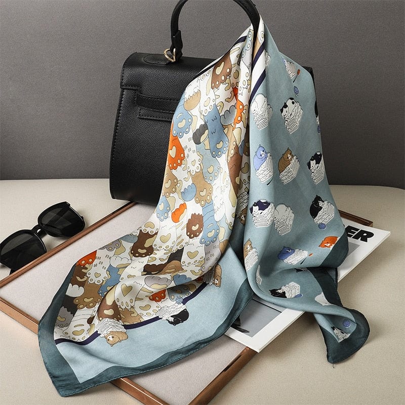 2023 Silk Shawl Print Headscarf Hair Wrap Neckerchief Female Satin Square Scarf For Women Headband Foulard