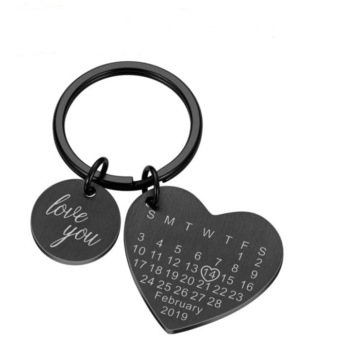 Custom Keychain Personalized Calendar Keychain Hand Carved Calendar Keyring Gift for Boyfriend Girlfriend Private Custom Engraving