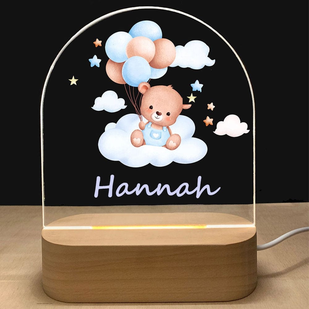 Personalized Baby Birth Wood Base Lamp