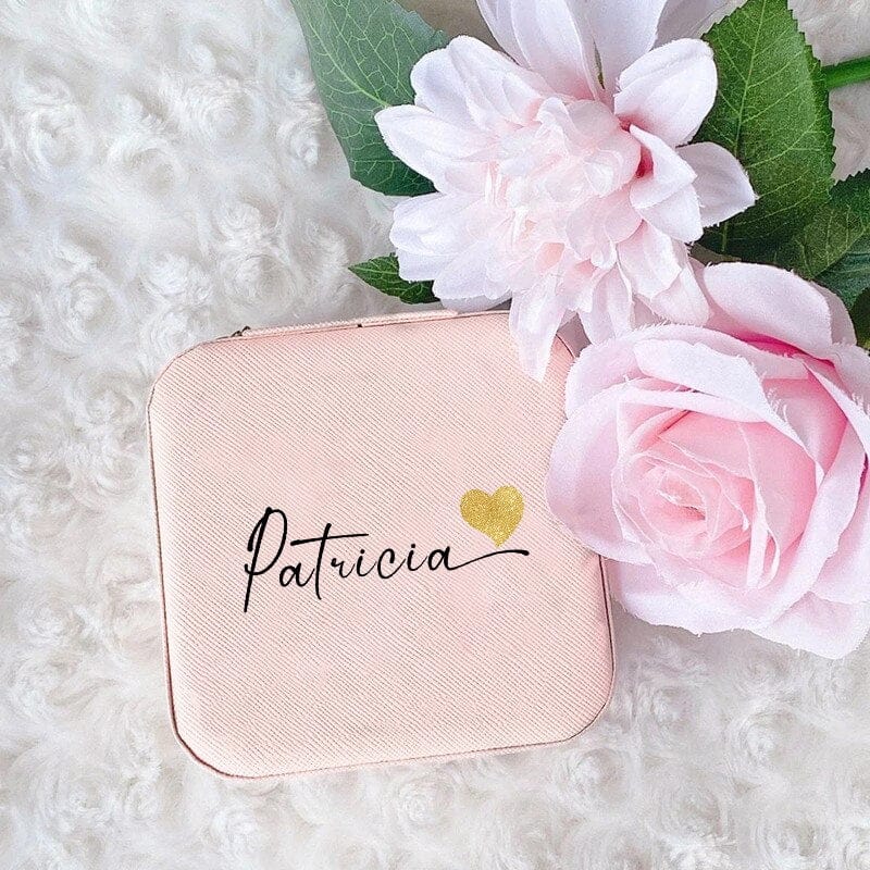 Personalized Jewelry Box Travel Jewelry Case with Name Mother's Day Birthday Holiday Christmas Gifts for Her Bridesmaid Proposal