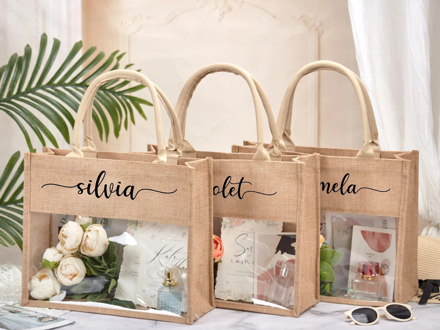 Personalized Name Jute Tote Bag