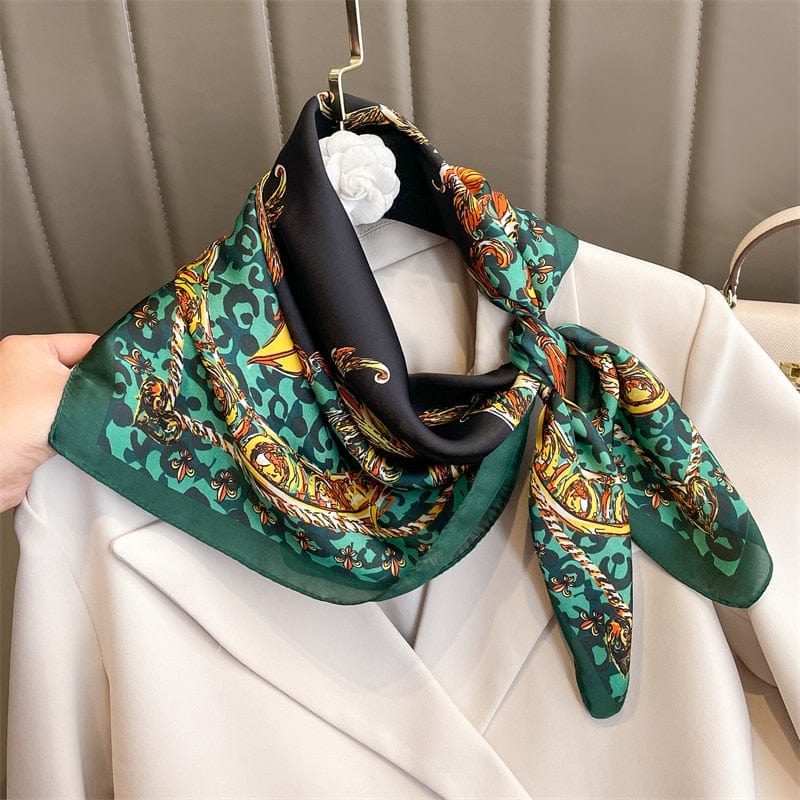 2023 Silk Shawl Print Headscarf Hair Wrap Neckerchief Female Satin Square Scarf For Women Headband Foulard