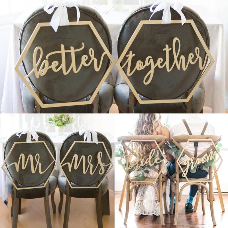 Wood Chair Banner Chairs Sign DIY Wedding Decoration for Engagement Wedding Party Supplies Bride GroomMr Mrs Better Together