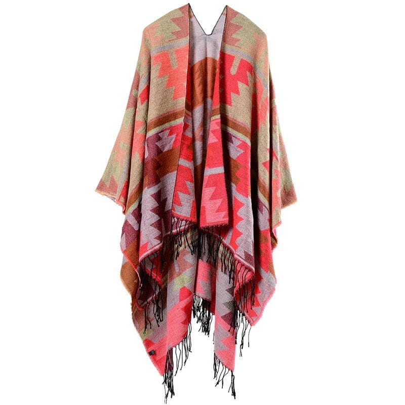 European American Popular Tassel Thickened National Style Travel Fork Shawl Scarf in autumn Ponchos Capes P9