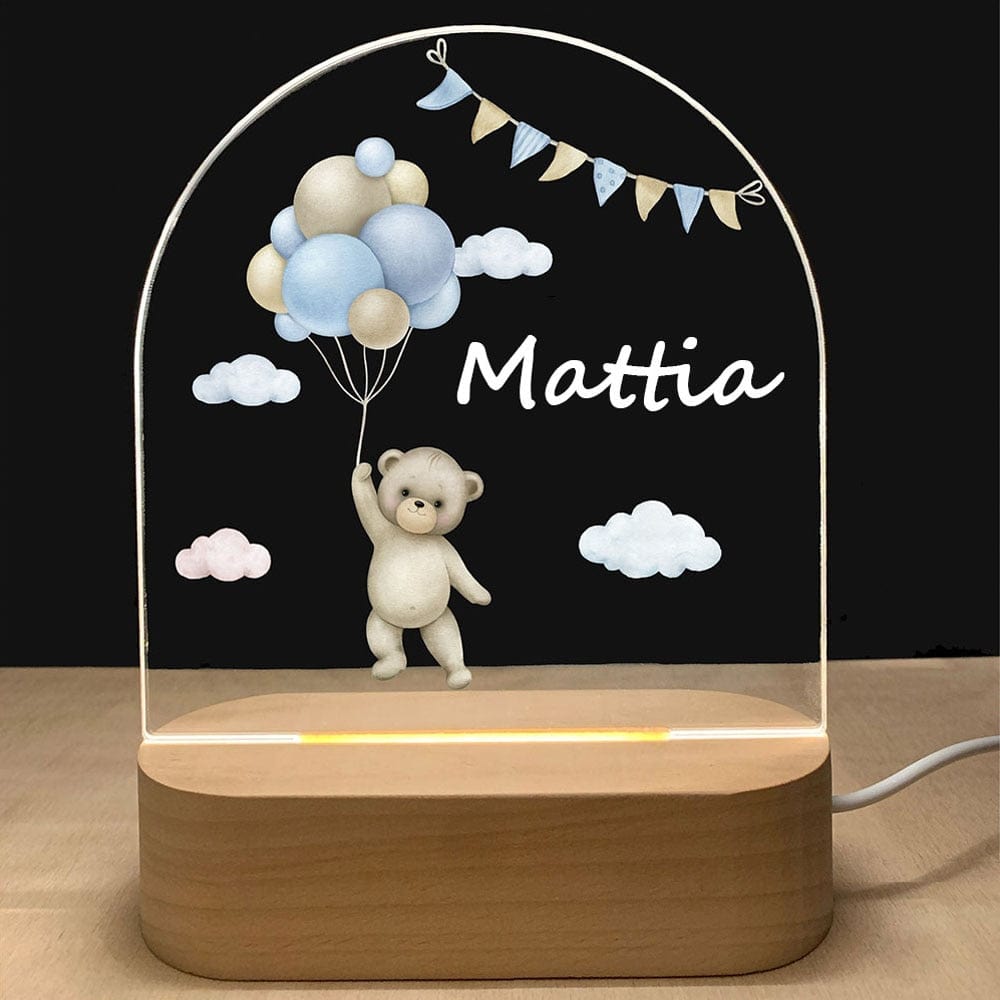 Personalized Baby Birth Wood Base Lamp