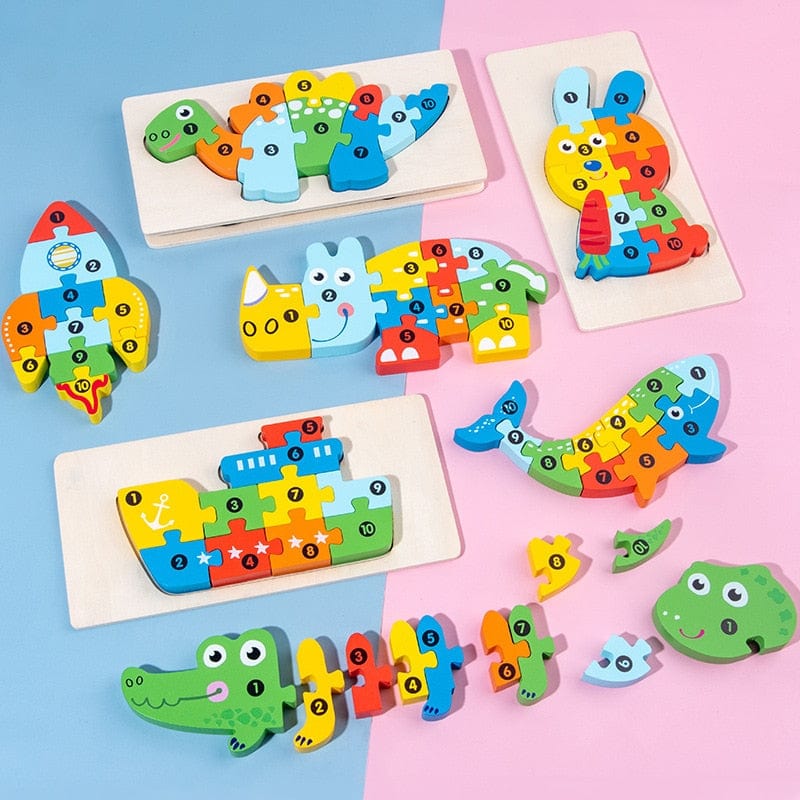 Wooden Toddler Puzzles for Kids Learning Toys for Toddlers 2 3 4 5 Years Old Top 3D Puzzle Educational Dinosaur Toy