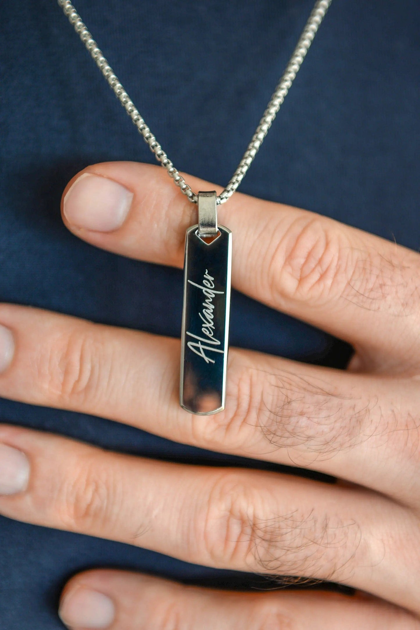 Custom Text Men Engraved Necklace