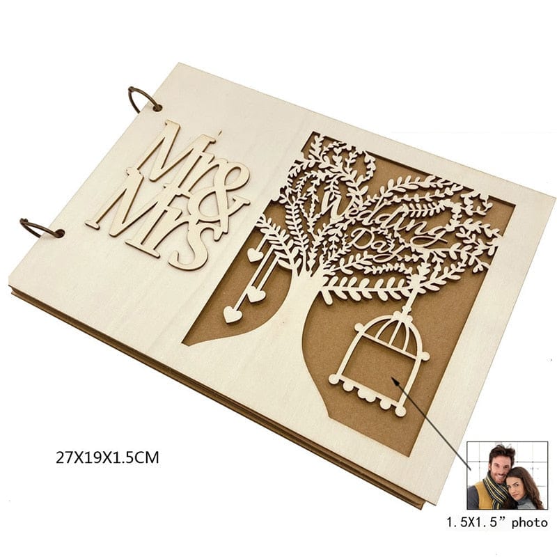 Personalized Wedding Guest Book 4pcs Set Rustic Sweet Heart Drop box