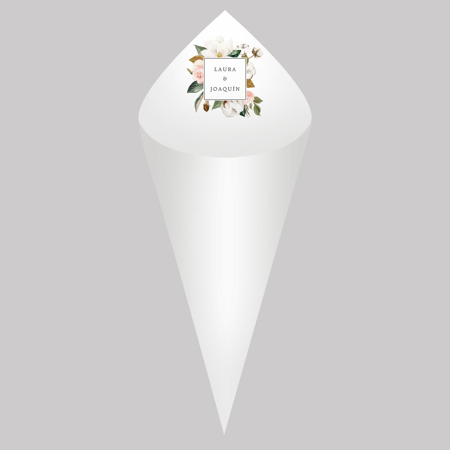 30Pcs Personalized Wedding Cones,White Paper Size 16x16cm ,Custom Name Date Confetti Toss Cones for Bridal Shower Party Favors