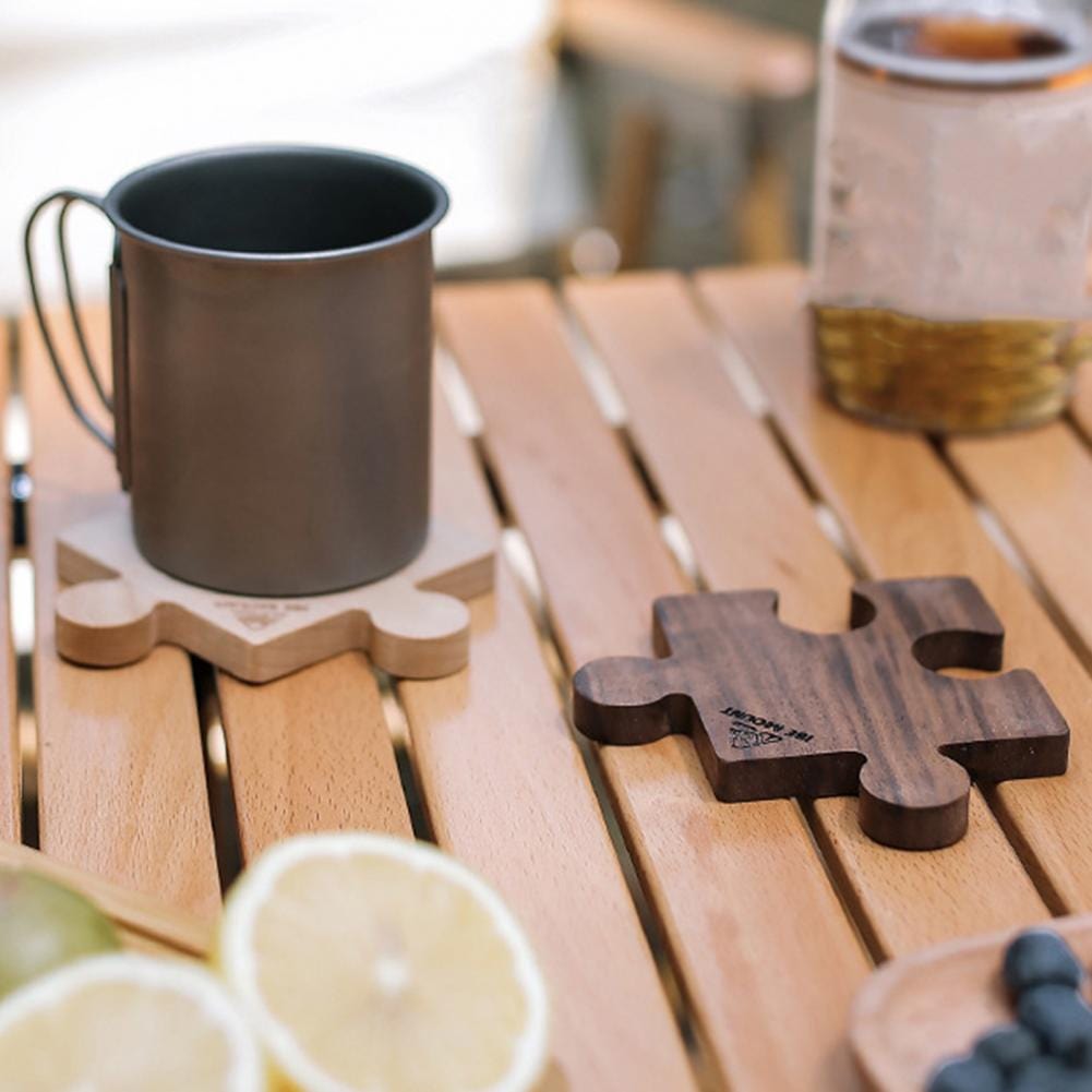 Walnut/Beech Cup Mat Jigsaw Puzzle Insulated Wood Cup Coaster Tea Coffee Cup Pad Placemats Decor Wood Coasters Kitchen Placemat