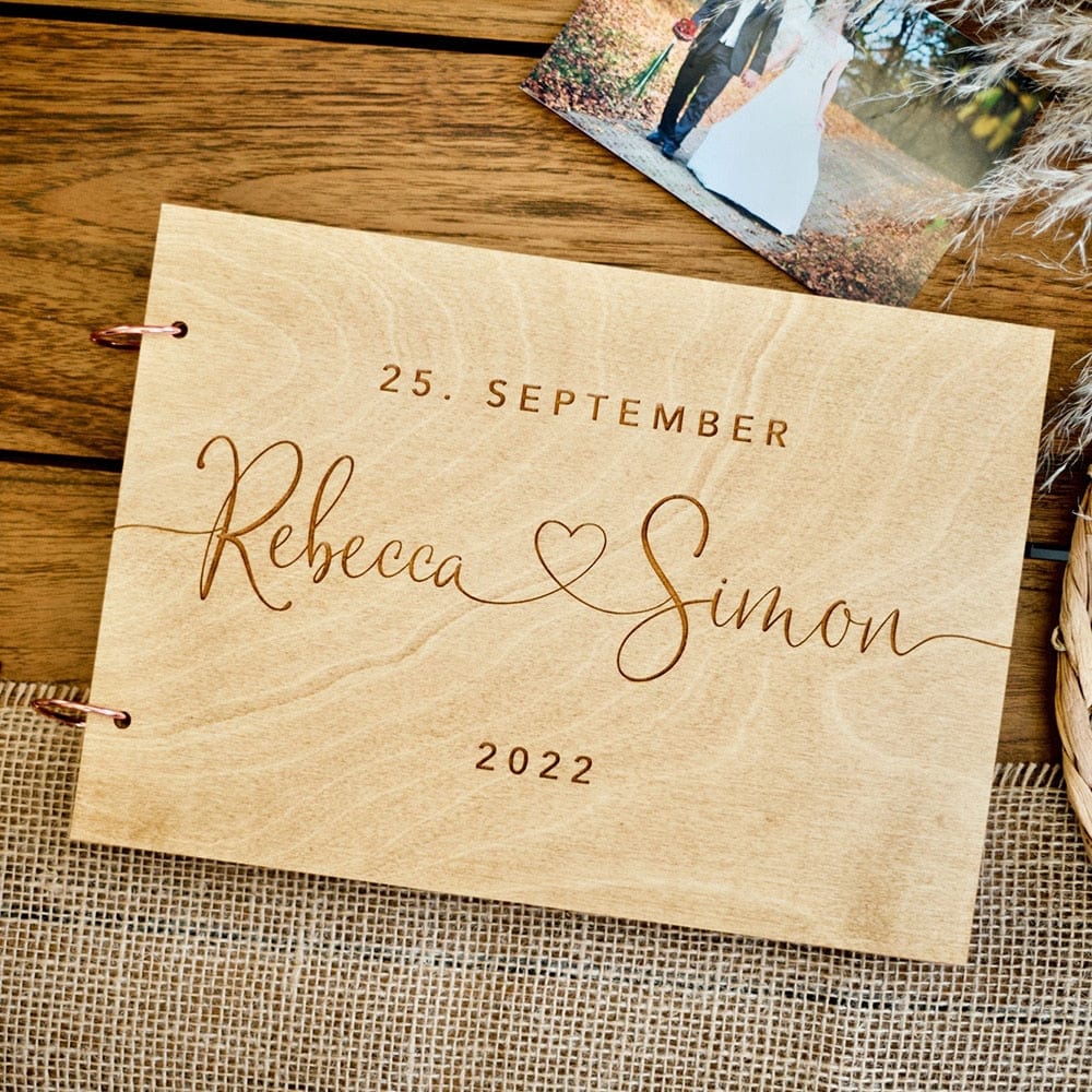 Personalised Wedding Guest A5 Book Party Shower Gift Handmade Wooden Guest Book Photo Album Scrapbook Wedding Keepsake