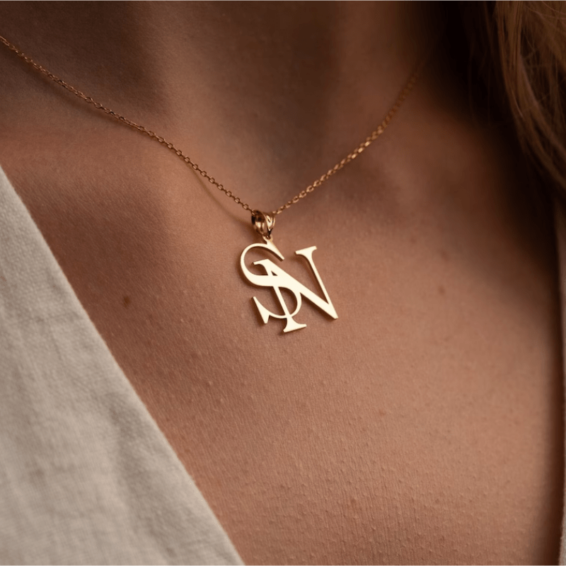 Custom Gold Color Double Initials Necklaces For Women Girl Gifts Personalized Letters Pendant Necklace Stainless Steel Jewelry