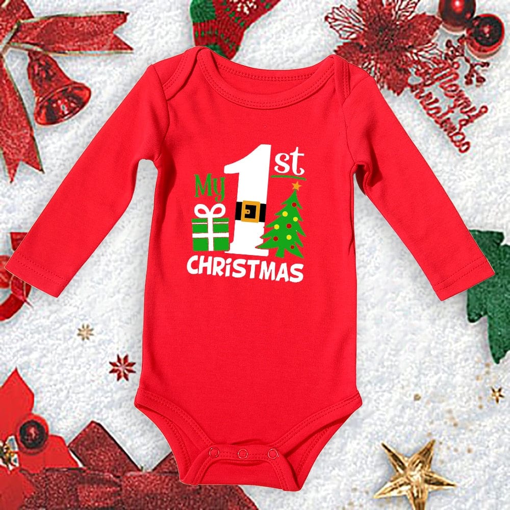 Baby First Christmas New Born Baby Bodysuits Clothes Ropa Toddler Girl Red Long Short Romper Jumpsuit Outfit Christmas Gifts