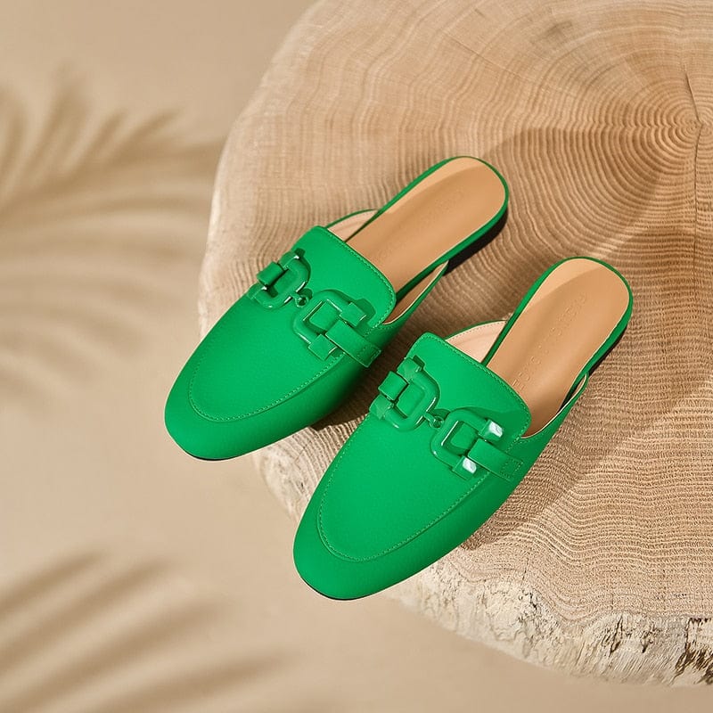 Women Flat Shoes Leather Summer Candy Color Walk Shoes Slip-on Lazy Loafers Causal Moccasin Comfortable Mules Driving Shoes