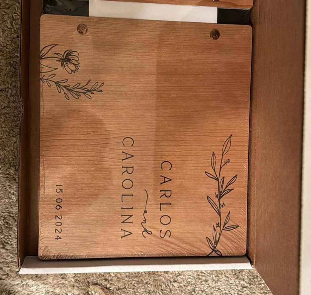 Personalized Laser Engraved Wooden Wedding Guest Book