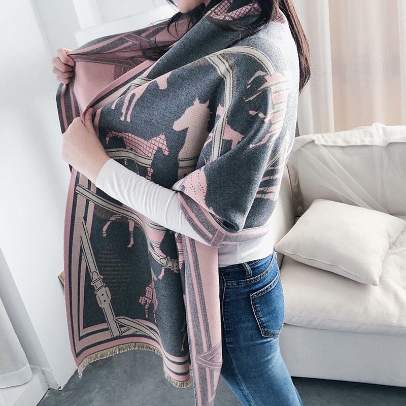 Luxury Winter Scarf Women Design Warm Pashmina Scarves Female Shawl Wraps Thick Foulard