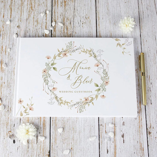 Personalized Flowers Wedding Guestbook