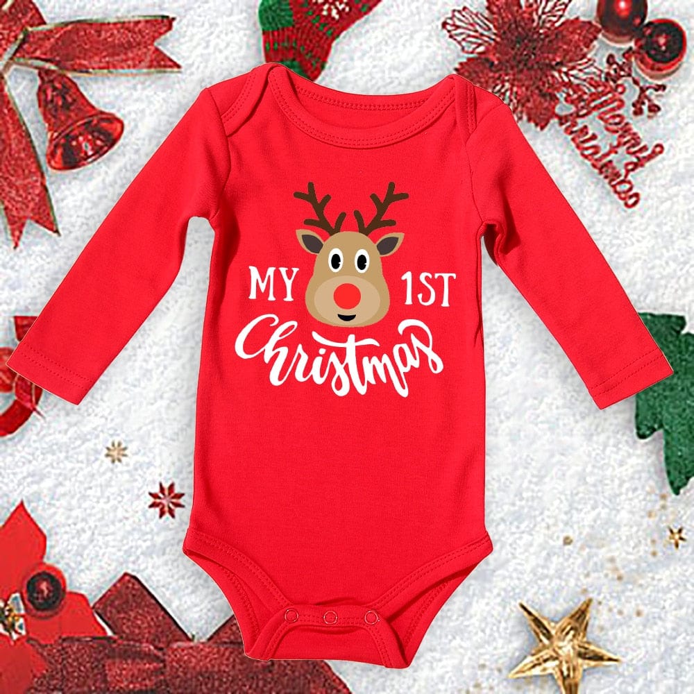 Baby First Christmas New Born Baby Bodysuits Clothes Ropa Toddler Girl Red Long Short Romper Jumpsuit Outfit Christmas Gifts