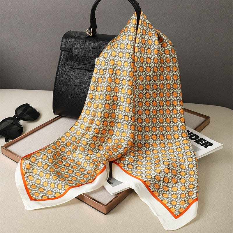 2023 Silk Shawl Print Headscarf Hair Wrap Neckerchief Female Satin Square Scarf For Women Headband Foulard