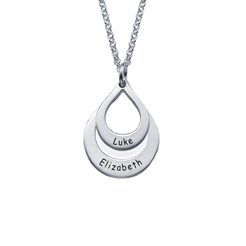 Personalized Jewelry Water Drop Family Name Necklaces Stainless Steel Customized Necklaces Pendants Women Mothers Day Gift