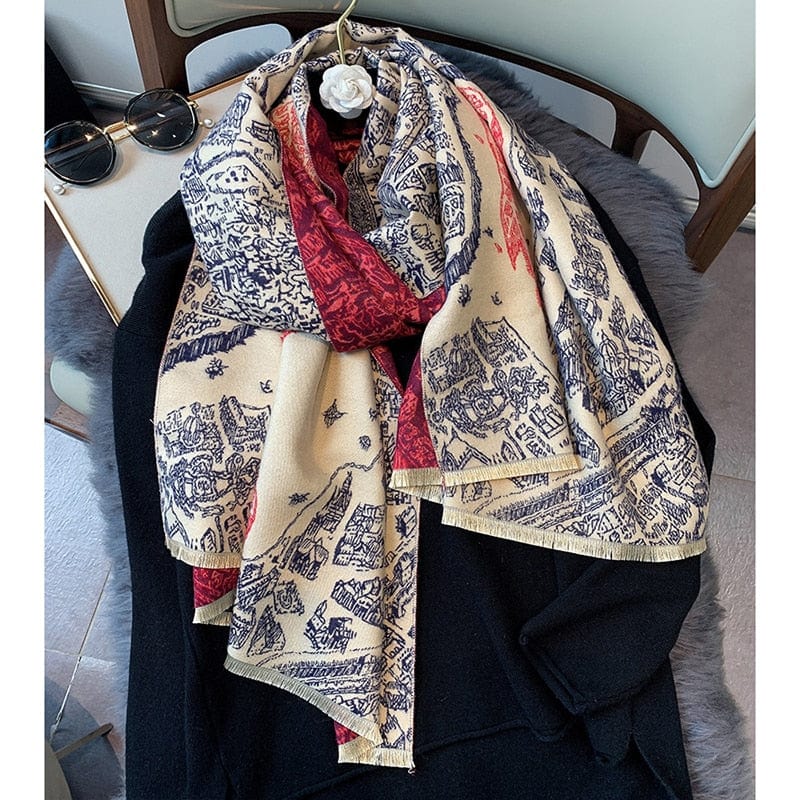 Luxury Winter Scarf Women Design Warm Pashmina Scarves Female Shawl Wraps Thick Foulard