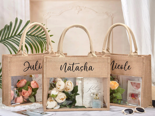 Personalized Name Jute Tote Bag