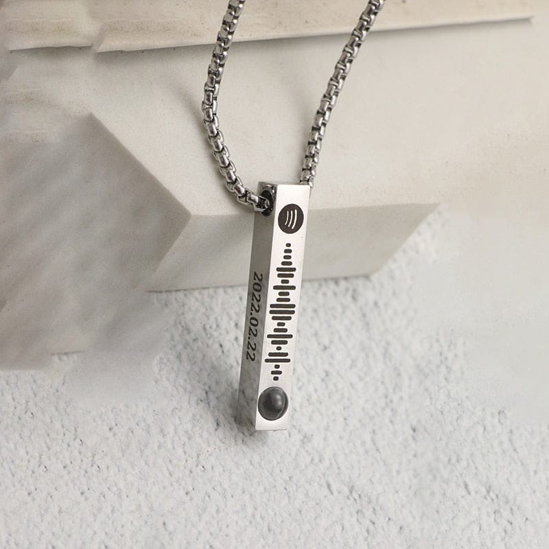 Custom Projection Photo Text Bar Necklace Gift Jewelry