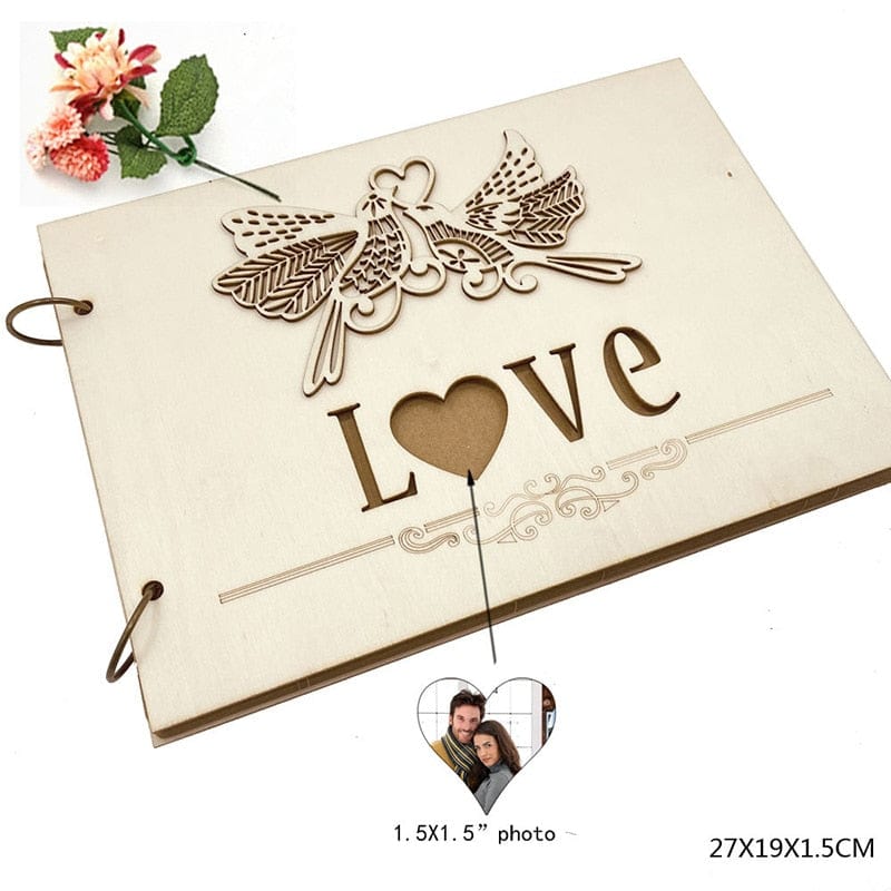 Personalized Wedding Guest Book 4pcs Set Rustic Sweet Heart Drop box